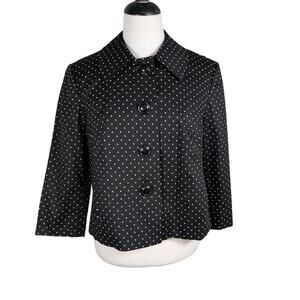 Briggs New York Women's Size 10 Black White Polka Dot Jacket 3/4 Sleeve
